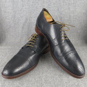 JOHNSTON MURPHY MERRIT BLACK LEATHER LACE UP CAP TOE DERBYS 20-1895 USA 13 M